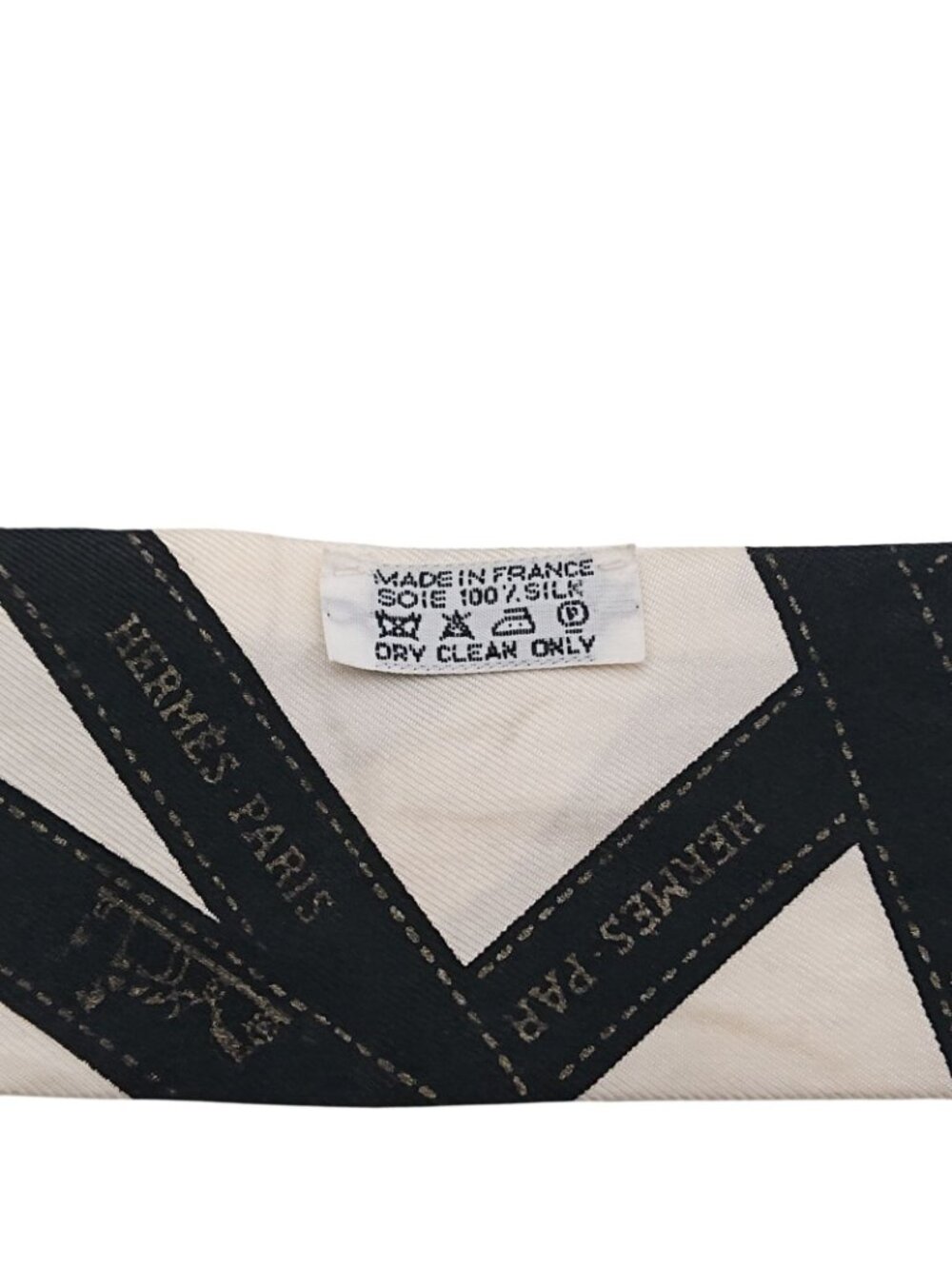 Hermes Twilly Bolduc Ribbon Pattern White Black Scarf - Picture 9 of 12